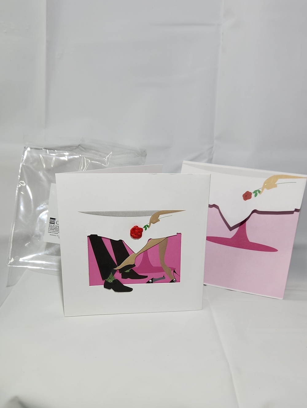 3D Anniversary/Date Night BLANK Greeting Card With Matching Envelope, Sealed-6x6